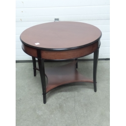 Cherry 36 in. Round Side / End / Coffee Table w Black Trim